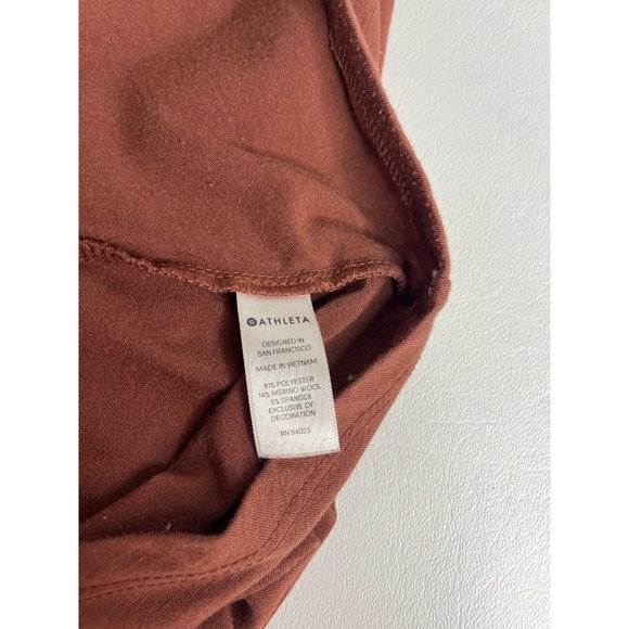 Athleta Womens Havana Terracotta Midi Dress Ruched Sheath Turtleneck Wool XS - Picture 10 of 11